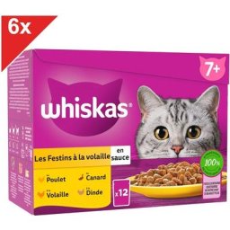 Whiskas - senior 72 Sachets fraîcheur en sauce 4 variétés pour chat 85g (6x12)