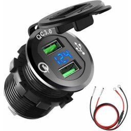 Chargeur usb Moto QC3.0 usb Prise Voiture Charge Rapide pour 12V 24V Voiture Bateau Moto suv Camion