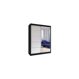 Armoire de chambre avec 2 portes coulissantes et miroir l Dressing Garde-Robe Penderie (Tringle)