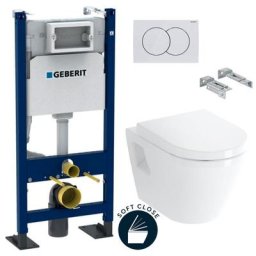 Geberit - Pack wc Bâti Duofix + pieds autoportant + Cuvette suspendue Vitra S50 avec bride +