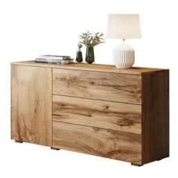Commode Sarasota 128, Chêne wotan, Avec tiroirs et portes, 68x111x39cm - Chêne wotan