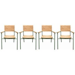 Alice's Garden - Lot de 4 chaises de jardin eucalyptus et aluminium vert d'eau. chaises empilables