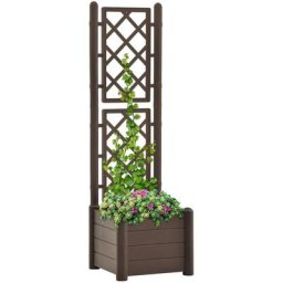 Bac à fleurs - Jardinière pour extérieur/intérieur jardin terrasse balcon - avec treillis 43x43x142