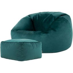 Icon - Pouf Classique en Velours Aurora, Fauteuil Pouf pour Adultes, 85cm x 50cm, Vert Sarcelle