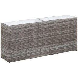 Jardinière Bac A Fleur Lit surélevé de jardin à 2 pots 90x20x40 cm Résine tressée Gris 74620 - Gris