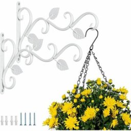 Support Mural pour Plantes Suspendues, 2 Pièces Crochets Suspension Fer Blanc Supports Muraux 30cm