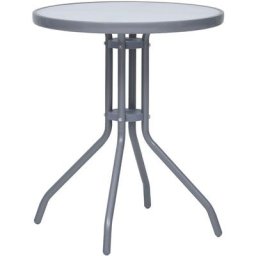 Table de jardin Table d'extérieur | Table d'appoint Gris clair 60 cm Acier et verre 85736 - Gris