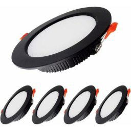 Kinarito - 7W Spot Led Encastrable Dimmable Noir Extra Plat 230V 5 Pack,700LM = 70W incandescence,