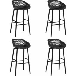 Kalisse - Lot de 4 Tabourets Hauts, Chaises de bar 4 pcs Noir ,Scandinave pour Cuisine, salle à