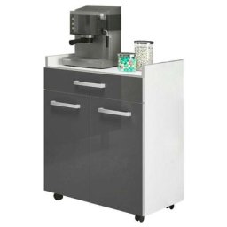Buffet Cuisine Mur blanc et gris brillant buffet armoire auxiliaire chariot de rangement 2 portes 1