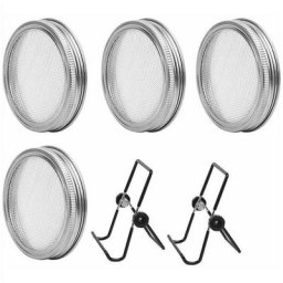 Kit de 6Pcs Couvercles Germination avec 4Pcs Couvercle à Germer Écran en Acier Inoxydable et 2Pcs