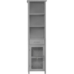 Grande colonne de salle de bain rangement avec tiroir en bois gris Delaney Teamson Home EHF-7978G