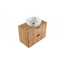 Ensemble meuble vasque à poser 80 cm en bois - Georgia Oak - Livraison gratuite - Beige