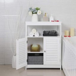 Hofuton Meuble Salle de Bain, Armoire de Rangement, Commode de Chambre, avec 2 Portes Claire-Voie,