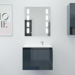 Pack meuble proline 70 cm avec plan vasque et miroir Prestige - Gris anthracite - Gris
