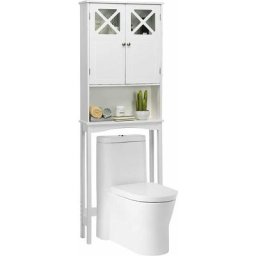 Meuble wc au-Dessus des Toilettes, Étagère de Rangement de Salle de Bain Hauteur Réglable, Design