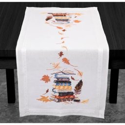 Chemin de table à broder « livres d'automne »
