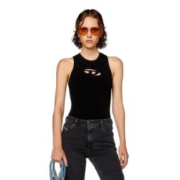 DIESEL Top en maille cut-out avec plaque à logo
