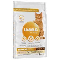 10kg Hairball Adult poulet for Vitality IAMS Croquettes pour chat