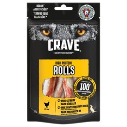 Friandises Crave Protein pour chien : 25 % de remise ! - 8 x 50 g, rolls poulet