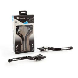 V PARTS Leviers V-PARTS standard 175mm taillé masse noir/visserie alu avec adaptateurs par paire Honda
