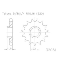 EsJOT Chain pinion, 17 dents