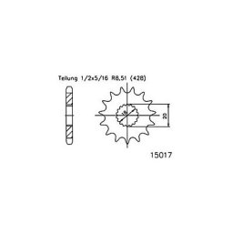 ESJOT Pinion 15 dents en acier 428 pitch (1/2x5/16)