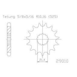 EsJOT Chain pinion, 15 dents