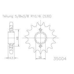 EsJOT Chain pinion, 16 dents