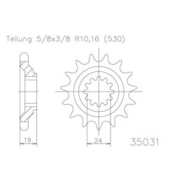 EsJOT Chain pinion, 17 dents