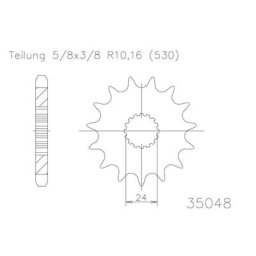 EsJOT Chain pinion, 17 dents
