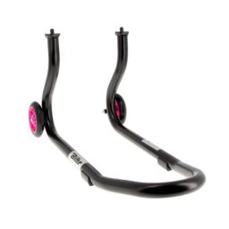 Bihr Béquille avant Home Track fixe noir mat roues rose