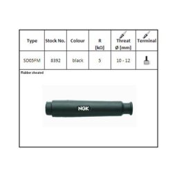 NGK Plug connecteur SD-05 FM, noir tout droit long