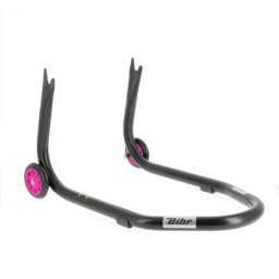 Bihr Béquille arrière Home Track fixe supports en ""V"" noir mat roues rose