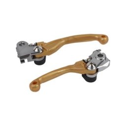 POLISPORT Jeu de leviers Pivor Incassable or - Kawasaki KX250F / 450F, blanc, taille 10 mm