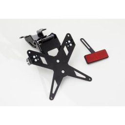 Kit de support de plaque d’immatriculation PROTECH comprenant réflecteur et plaque légère en acier inoxydable/noir aluminium enduit de poudre