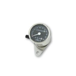 speedo en acier inoxydable, 1400 tr/min, Ø 60 mm, cadran noir, éclairage blanc, noir-argent