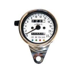 Compteur de vitesse en acier inoxydable, 1400 RPM, í ̃ 60 mm, cadran blanc, éclairage bleu, argent