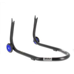 Bihr Béquille arrière Home Track fixe supports en ""V"" noir mat roues bleu