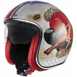 Premier Vintage Pin Up Old Style Casque jet argent, taille M