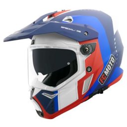 FC-Moto Merkur Pro Air Casque d’enduro, blanc-rouge-bleu, taille S