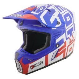 FC-Moto Merkur Flex Casque de motocross, blanc-rouge-bleu, taille XS