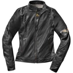 Black-Cafe London Amol Veste en cuir de moto de dames, noir, taille L pour Femmes