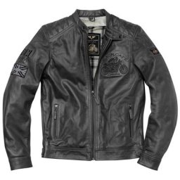 Black-Cafe London Bangkok Veste en cuir de moto, noir, taille 56