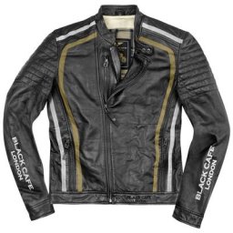 Black-Cafe London Seoul Veste en cuir de moto, noir-blanc-or, taille 50