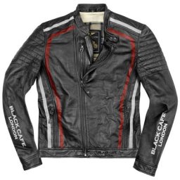 Black-Cafe London Seoul Veste en cuir de moto, noir-blanc-rouge, taille 58