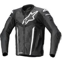 Alpinestars Fusion Veste en cuir de moto, noir-gris-blanc, taille 56