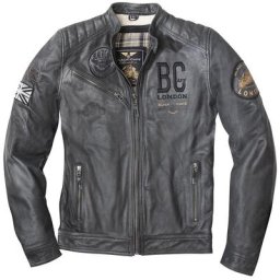 Black-Cafe London Rocka Veste en cuir de moto, noir, taille 52
