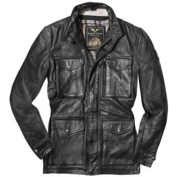 Black-Cafe London Classic Veste en cuir de moto, noir, taille 54