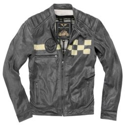 Black-Cafe London SevenT Veste en cuir de moto, noir, taille 48